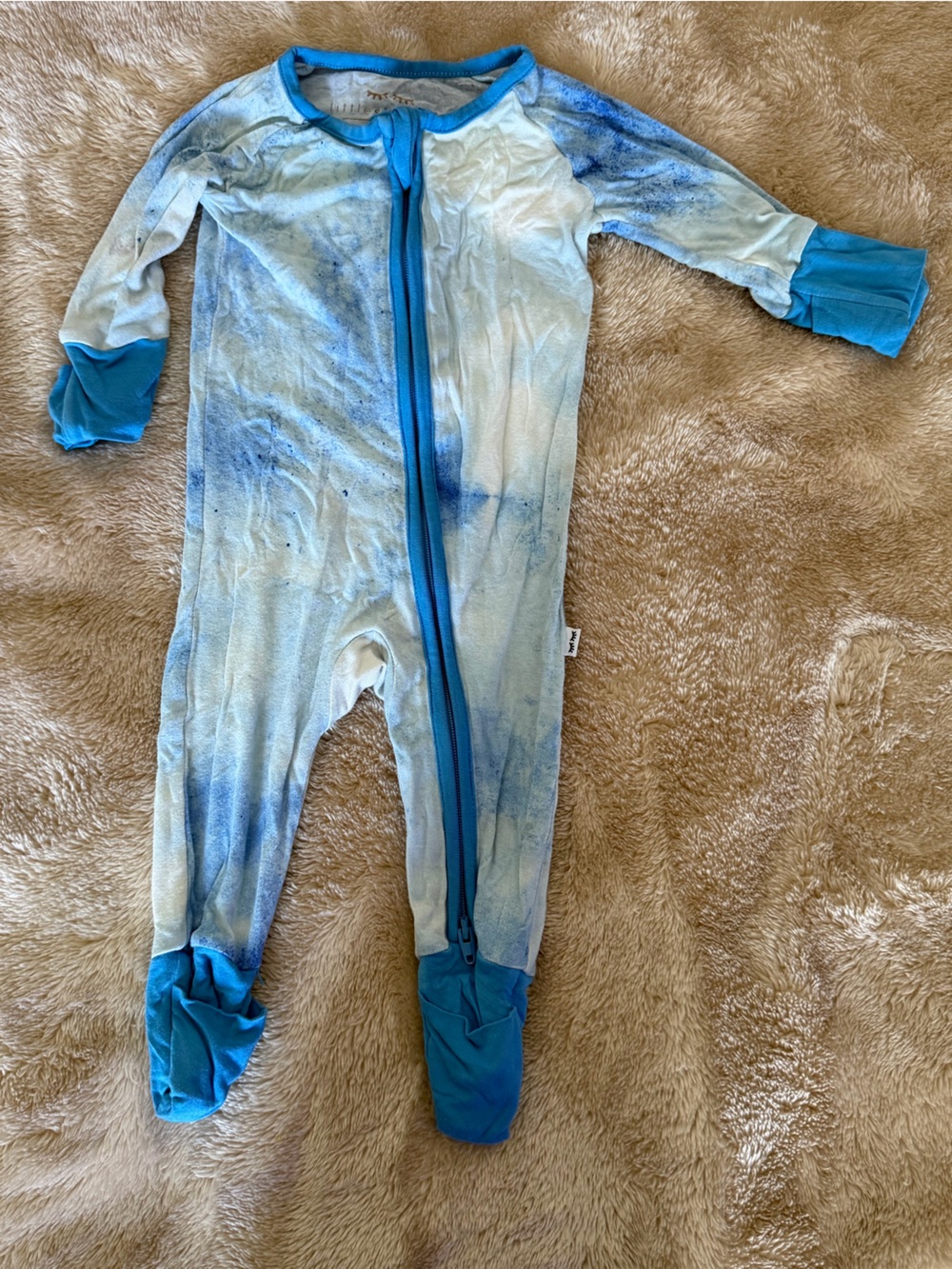 Little Sleepies Blue Tie-Dye Footed One-Piece